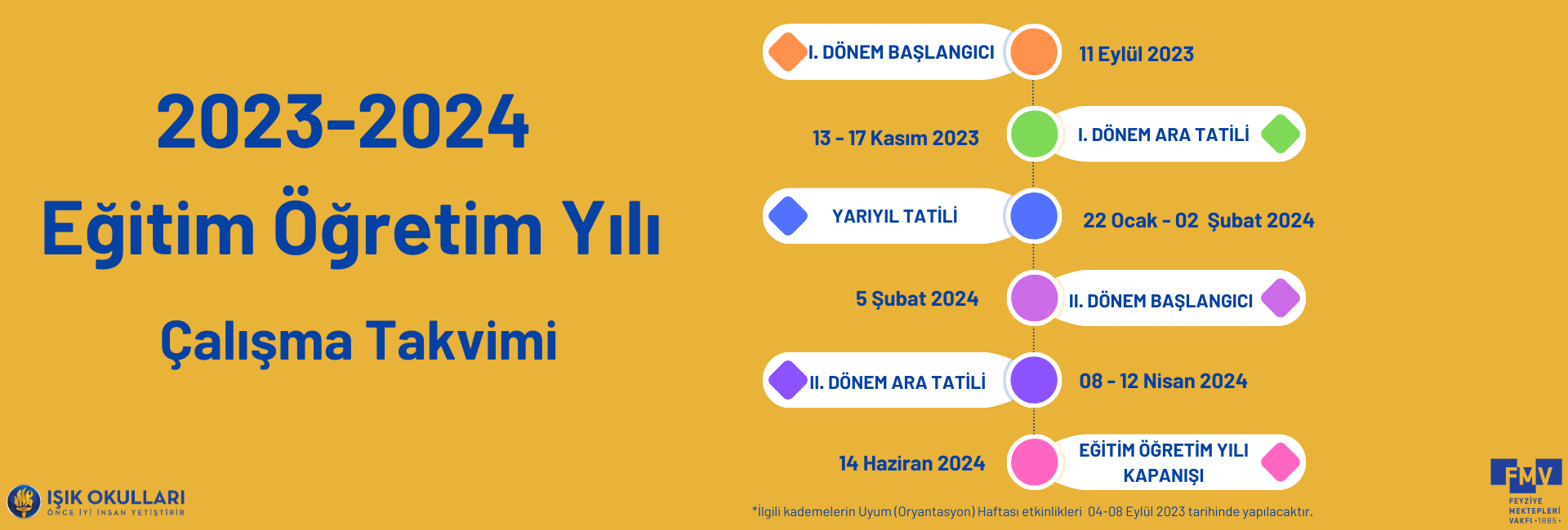 2023 - 2024 Eğitim Öğretim Yılı Çalışma Takvimi